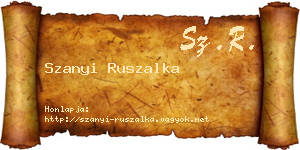 Szanyi Ruszalka névjegykártya